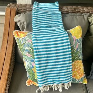 Riviera Striped Fringed Cotton Throw Blanket